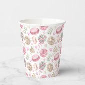 Süßigkeiten Pink-Aquarellmuster Pappbecher (Links)