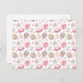 Süßigkeiten Pink-Aquarellmuster Postkarte (Vorne/Hinten)