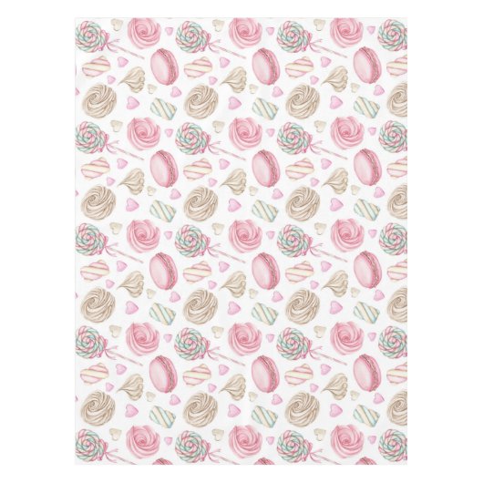 Süßigkeiten Pink-Aquarellmuster Tischdecke (Vorderseite)