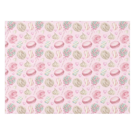 Süßigkeiten Pink-Aquarellmuster Tischdecke (Vorderseite (Horizontal))