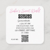 Süßigkeiten Qr Code Moderner Platz Quadratische Visitenkarte (Rückseite)