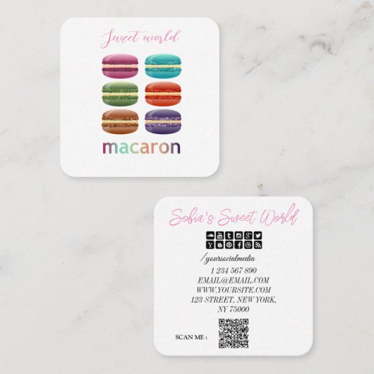 Süßigkeiten Qr Code Moderner Platz Quadratische Visitenkarte (Vorne/Hinten)