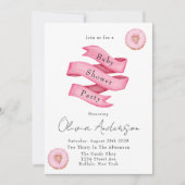 Süßigkeiten Rosa Banner Donuts Baby Dusche Party Einladung (Vorderseite)