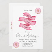 Süßigkeiten Rosa Banner Donuts Baby Dusche Party Einladung (Vorne/Hinten)