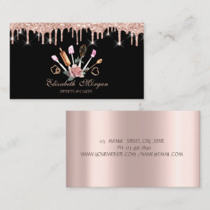 Süßigkeiten, Rose Gold Tropfen Backwerkzeuge Rosen Visitenkarte