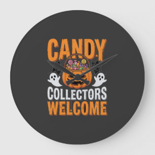 Süßigkeiten Sammler Willkommen Halloween Kürbis Große Wanduhr