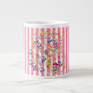 Süßigkeiten Streifen + Blumen Jumbo-Tasse