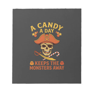 Süßigkeiten-Tag Halloween-Pirat-Totenkopf-Stock Notizblock