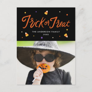 Süßigkeiten-Trick-or-Treat-Halloween-Foto Feiertagspostkarte