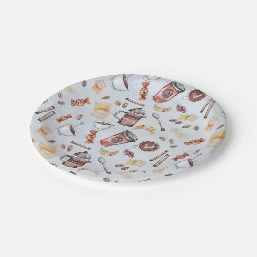 Süßigkeiten und Kaffee Pappteller (Schrägansicht)