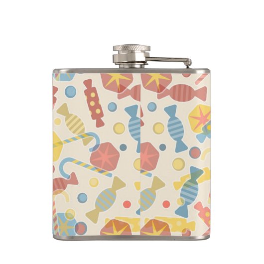 Süßigkeiten und Süßigkeits-Muster Flachmann (Rückseite)