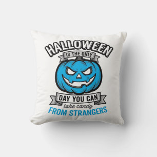 Süßigkeiten von Fremden an Halloween Vintage-Kürbi Kissen