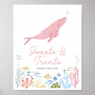 Süßigkeiten Whalen unter dem Baby-Duschzeichen Poster