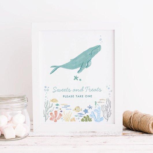 Süßigkeiten whalen unter der Meeresbabydusche Poster