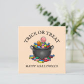 Süßigkeitenkessel für Halloween Karte (Stehend Vorderseite)