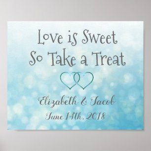 Süßigkeitenriegel Blau und Grau Love is Sweet Pos Poster
