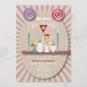 Süßigkeits-Buffet-Geburtstags-Party Einladung