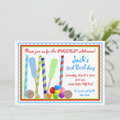 Süßigkeits-Geburtstags-Einladungen Einladung (Stehend Vorderseite)