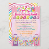 Süßigkeits-Gegenland-Rosa-Geburtstags-Einladung Einladung (Vorne/Hinten)