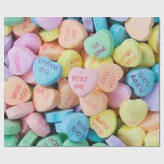 Süßigkeits-Gesprächsherzen des Valentinsgrußes Geschenkpapier (Flach)