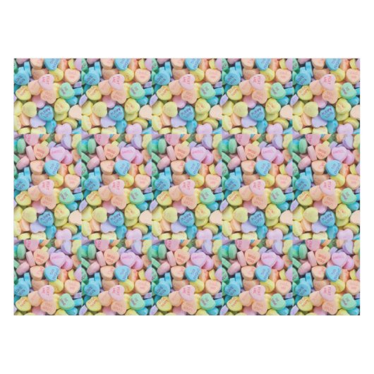 Süßigkeits-Gesprächsherzen des Valentinsgrußes Tischdecke (Vorderseite (Horizontal))