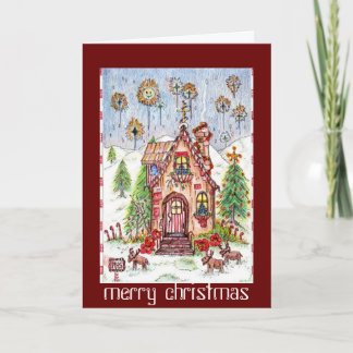 Süßigkeits-Haus-Weihnachtskarte Feiertagskarte
