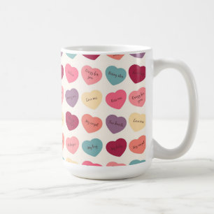 Süßigkeits-Herzen u. Liebe-Mitteilungs-Tasse Kaffeetasse