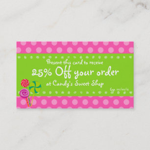 Süßigkeits-Kupon-Karte Rabattkarte