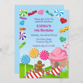 Süßigkeits-Land-Geburtstags-Einladung Einladung (Vorne/Hinten)