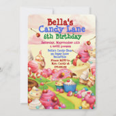 Süßigkeits-Landsweetie-Geburtstags-Party Einladung (Rückseite)