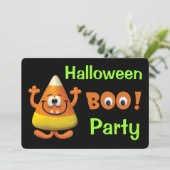 Süßigkeits-Mais-Halloweenboo-Party Einladung (Stehend Vorderseite)