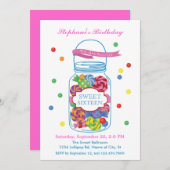 Süßigkeits-Maurer-Glas-16. Geburtstag-Einladung Einladung (Vorne/Hinten)