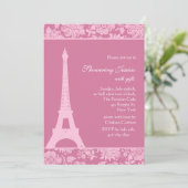 Süßigkeits-Rosa in Paris-Brautparty Einladung (Stehend Vorderseite)