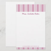 Süßigkeits-rosa Streifen-persönliches Briefpapier (Vorne/Hinten)