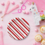 Süßigkeits-Streifen, Pfefferminzrot u. Weiß Pappteller (Party)