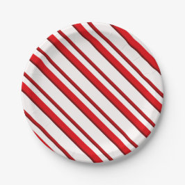 Süßigkeits-Streifen, Pfefferminzrot u. Weiß Pappteller