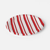 Süßigkeits-Streifen, Pfefferminzrot u. Weiß Pappteller (Schrägansicht)