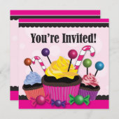 Süßigkeits-und Kuchen-Bonbon-Party Einladung (Vorne/Hinten)