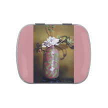 Süßigkeits-Zinn mit weißer Blume