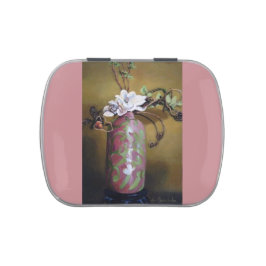 Süßigkeits-Zinn mit weißer Blume Jelly Belly Dose