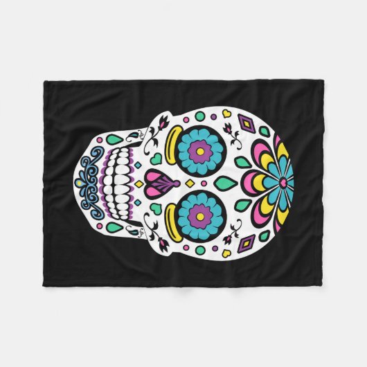 Süßigkeits-Zuckerschädel Fleecedecke (Vorderseite (Horizontal))