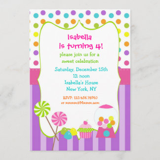 Süßigkeitsland süße Shoppe-Geburtstagseinladungen Einladung