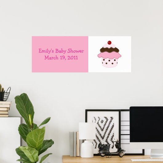 Süßigkeitslippe Cupcake Pink/White Custom Banner Poster (Heimbüro)