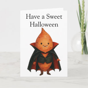 Süßkartoffel-Vampir-Halloween Karte