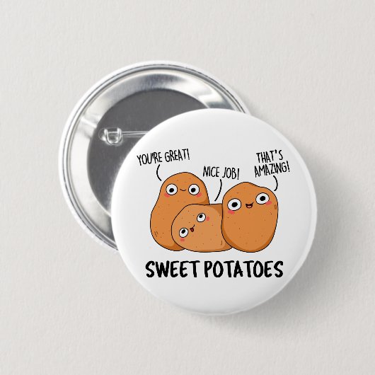 Süßkartoffeln Funny Food Puff Button (Vorne & Hinten)