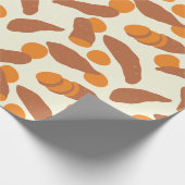 Süßkartoffeln oder Yams Brown, Orange, Creme Geschenkpapier (Ecke)