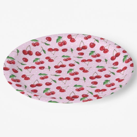 Süßkirschen, frisch pappteller (Schrägansicht)