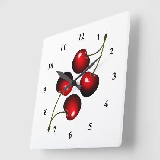 Süßkirschen, frisch quadratische wanduhr (Winkel)
