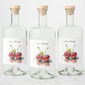 Süßkirschen in Wasserfarbe, nach Maß Alkoholflaschenetikett (Flaschen)