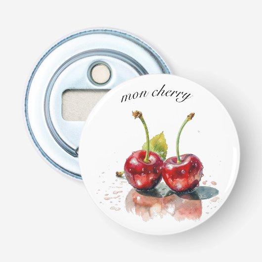 Süßkirschen in Wasserfarbe, nach Maß Flaschenöffner (Vorderseite)